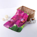 Magenta Orchid Flower Print Towel