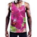 Magenta Orchid Flower Print Men's Workout Tank Top