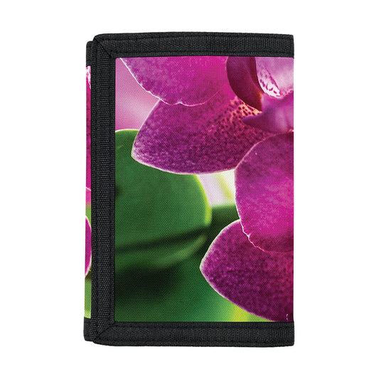 Magenta Orchid Flower Print Trifold Wallet