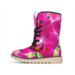 Magenta Orchid Flower Print Winter Boots