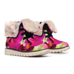 Magenta Orchid Flower Print Winter Boots