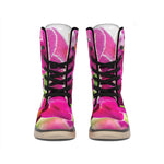 Magenta Orchid Flower Print Winter Boots