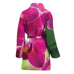 Magenta Orchid Flower Print Women's Bathrobe