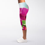 Magenta Orchid Flower Print Women's Capri Leggings