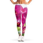 Magenta Orchid Flower Print Women's Leggings