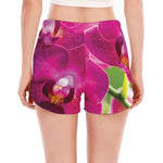 Magenta Orchid Flower Print Women's Split Running Shorts