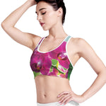 Magenta Orchid Flower Print Women's Sports Bra