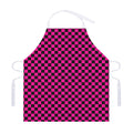 Magenta Pink And Black Checkered Print Adjustable Apron
