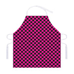 Magenta Pink And Black Checkered Print Adjustable Apron