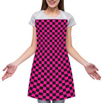 Magenta Pink And Black Checkered Print Adjustable Apron