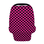 Magenta Pink And Black Checkered Print Baby Seat Cover