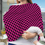 Magenta Pink And Black Checkered Print Baby Seat Cover