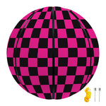 Magenta Pink And Black Checkered Print Basketball