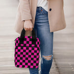 Magenta Pink And Black Checkered Print Bible Tote Bag