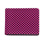 Magenta Pink And Black Checkered Print Bifold Wallet