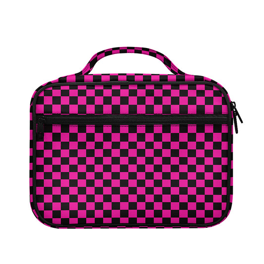Magenta Pink And Black Checkered Print Briefcase Bible Bag