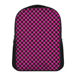 Magenta Pink And Black Checkered Print Casual Backpack