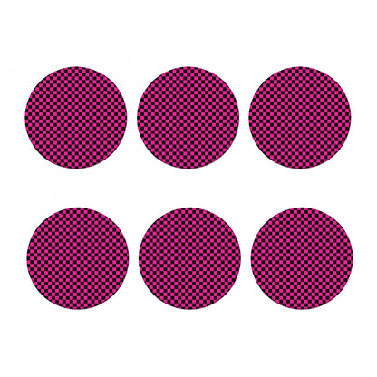 Magenta Pink And Black Checkered Print Coaster Set