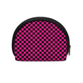 Magenta Pink And Black Checkered Print Coin Purse