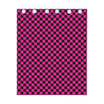 Magenta Pink And Black Checkered Print Curtain