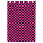 Magenta Pink And Black Checkered Print Curtain