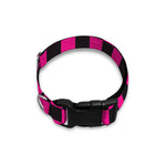 Magenta Pink And Black Checkered Print Dog Collar