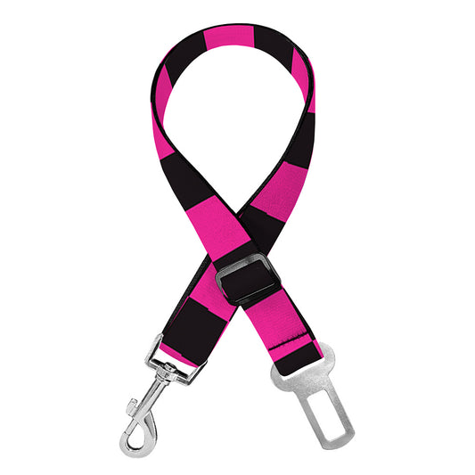Magenta Pink And Black Checkered Print Dog Seat Belt