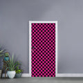 Magenta Pink And Black Checkered Print Door Sticker
