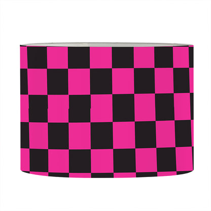 Magenta Pink And Black Checkered Print Drum Lamp Shade