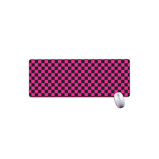 Magenta Pink And Black Checkered Print Extended Mouse Pad