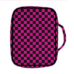 Magenta Pink And Black Checkered Print Front Pocket Bible Bag