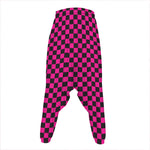 Magenta Pink And Black Checkered Print Hammer Pants