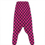 Magenta Pink And Black Checkered Print Hammer Pants