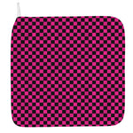 Magenta Pink And Black Checkered Print Hand Towel
