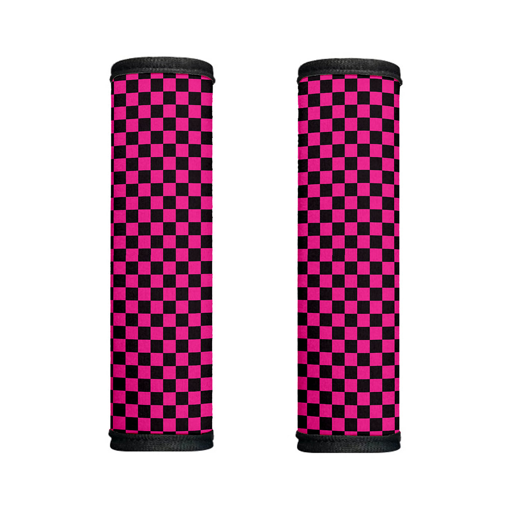 Magenta Pink And Black Checkered Print Handle Covers