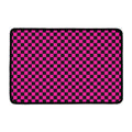 Magenta Pink And Black Checkered Print Kitchen Mat