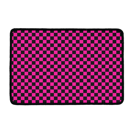 Magenta Pink And Black Checkered Print Kitchen Mat