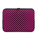 Magenta Pink And Black Checkered Print Laptop Sleeve