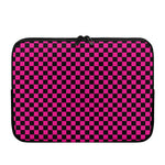 Magenta Pink And Black Checkered Print Laptop Sleeve