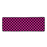Magenta Pink And Black Checkered Print Long Kitchen Mat