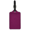 Magenta Pink And Black Checkered Print Luggage Tag