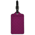 Magenta Pink And Black Checkered Print Luggage Tag