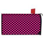Magenta Pink And Black Checkered Print Mailbox Cover