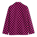 Magenta Pink And Black Checkered Print Men's Blazer