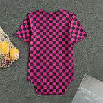 Magenta Pink And Black Checkered Print Men's Bodysuit