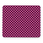 Magenta Pink And Black Checkered Print Mouse Pad