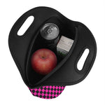 Magenta Pink And Black Checkered Print Neoprene Lunch Bag
