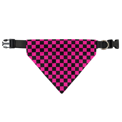 Magenta Pink And Black Checkered Print Over The Collar Dog Bandana