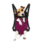 Magenta Pink And Black Checkered Print Pet Carrier Backpack