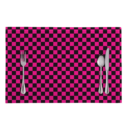 Magenta Pink And Black Checkered Print Placemat
